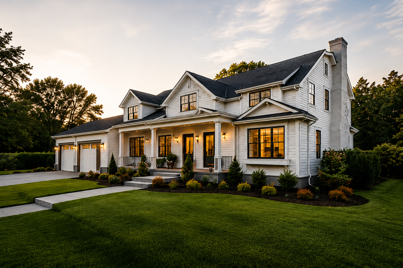 A welcoming family home at sunset